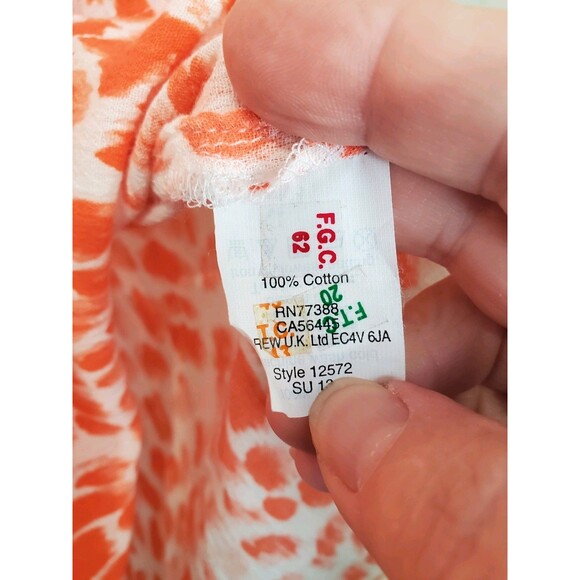 J Crew Cotton Orange Animal Print Split Neck Lightweight Swimsuit Cover-Up Sz XL - Picture 5 of 6